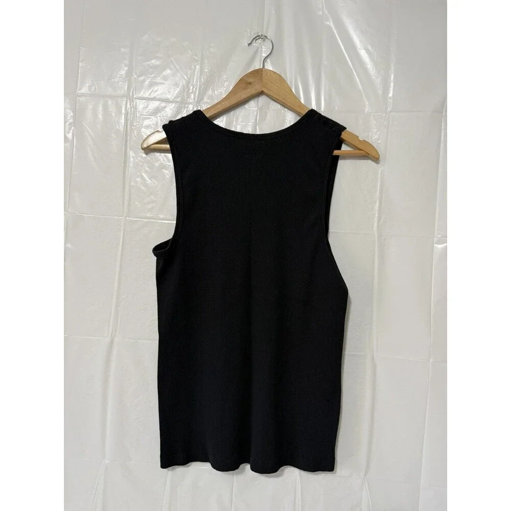 True Religion Tank Top Mens Medium Black Sleeveless Ribbed Gold Horseshoe Logo